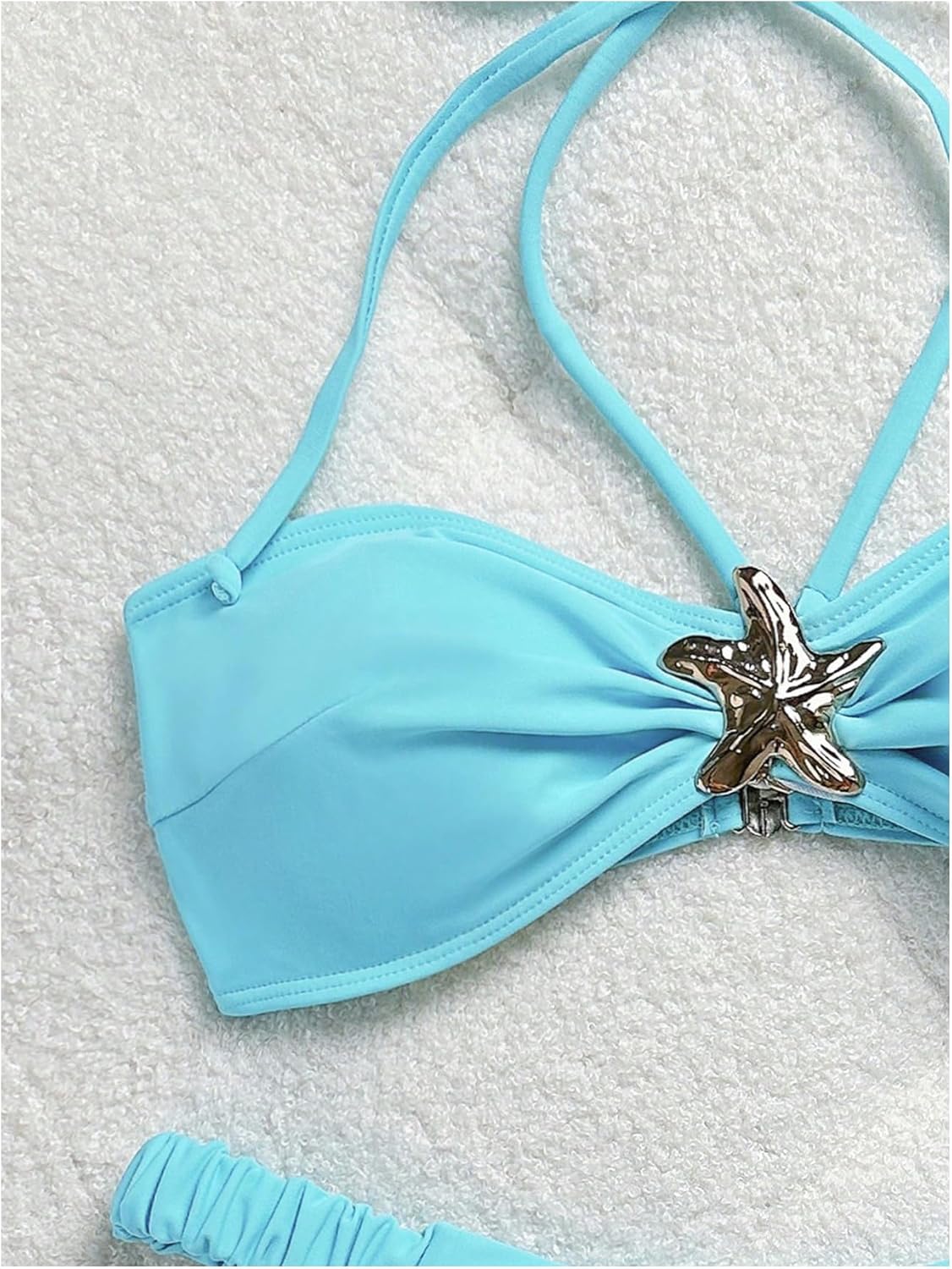 WDIRARA Women's 2 Piece Halter Bikini Sets Sexy Starfish Brazilian Metal Swimsuit - Image 5