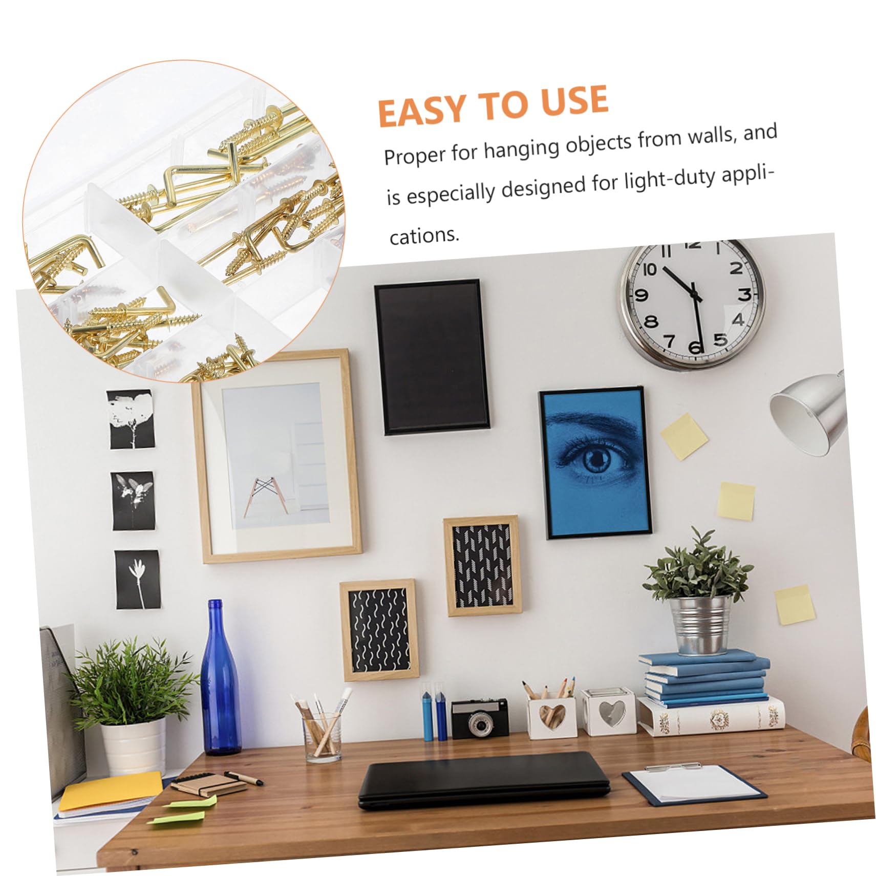 Didiseaon 5 Set Viti Autofilettanti S Ganci Serratura Inossidabile Piccoli Ganci Per Appendere Ganci Per Muro Ganci Da Soffitto Per Appendere Acciaio Al Carbonio Golden 120 Pezzi*5