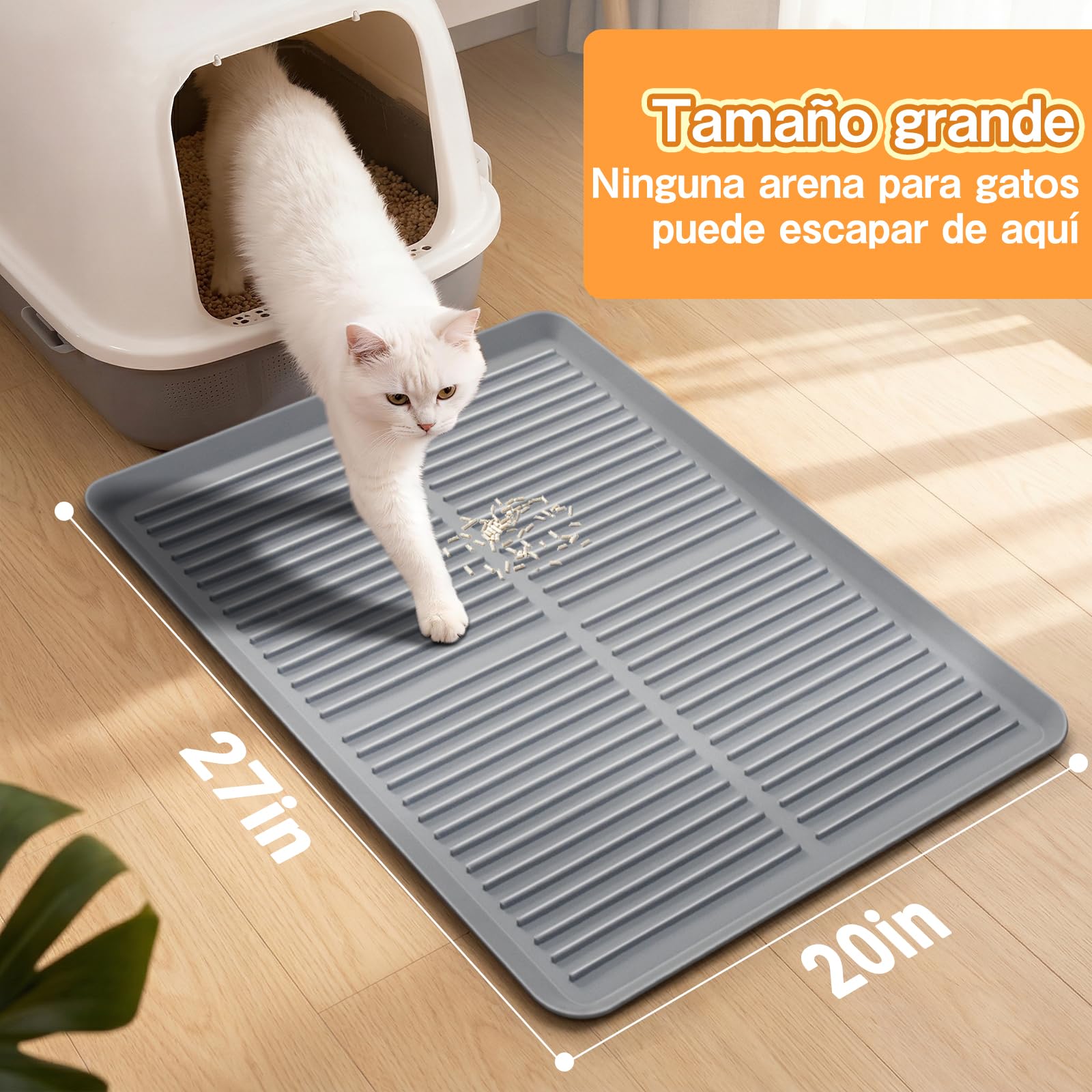 Ycozy Alfombra Gatos Arenero de Silicona, 68x50cm, Alfombrilla Arenero Gato de Goma, Tapete de Silicona de Grado Alimenticio, Impermeable, Fácil de Lavar, Base Antideslizante