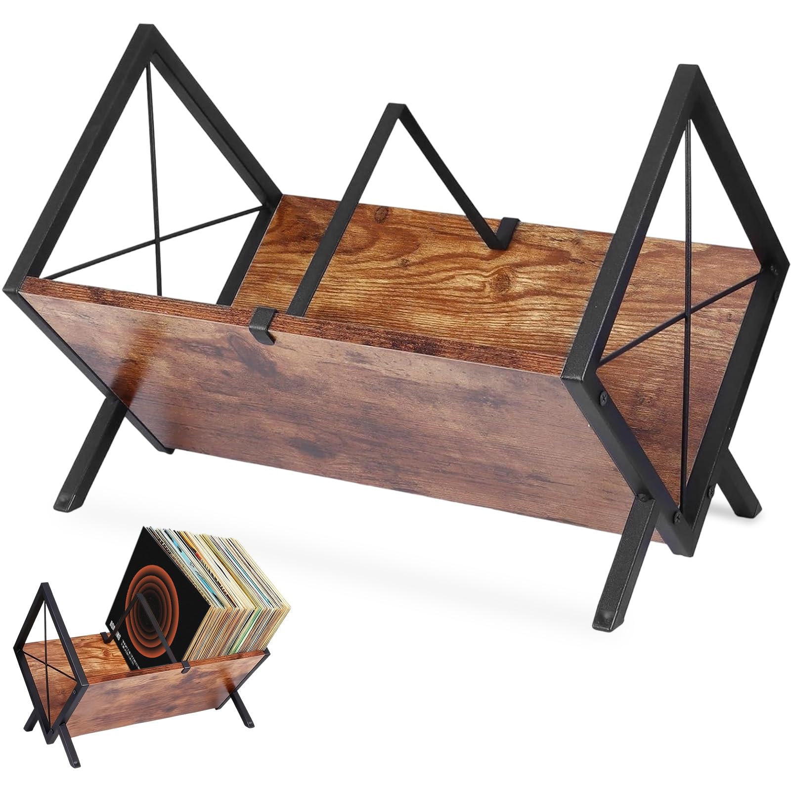 Porta Dischi in Vinile Mobile con Divisore Antiscivolo, Porta Contenitore Dischi Vinili da 80 LP Multifunzionale Minimalista e Retrò per Stoccaggio CD, Album, Riviste, Libri