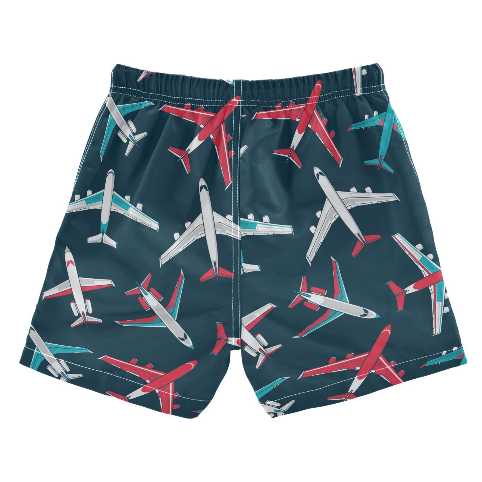 Selerdon Cartoon Airplane Aircraft Boys Swim Trunks Toddler Boy Swim Board Shorts Swimwear Kids Beach Swimsuit Bathing Suits Multi