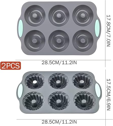 Miniatura 3 de Silicone Muffin Pans 2PCS 6-Cavity Food-Grade Cupcake Molds for Baking Nonstick Easy Demold Donut Pans, Dishwasher & Oven Safe