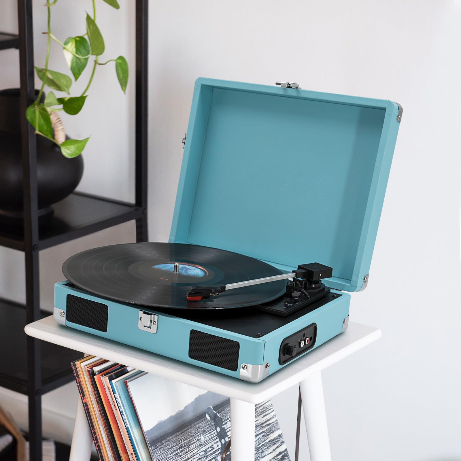 Amazon.com: LP&No.1 Vinyl Record Player Suitcase Vinyl Player,Blue