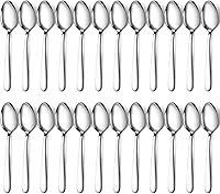 Vista 1 de Pleafind 24 cucharas de cena, cubiertos de 7.4 pulgadas, juego de cucharas de acero inoxidable, cucharas plateadas, cucharas de cubiertos