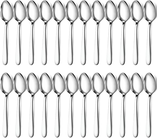 Pleafind 36 cucharas de cena de oro mate, cucharas de 8.3 pulgadas, cuchara de acero inoxidable, cucharas de cubiertos, cuchara grande de cabeza