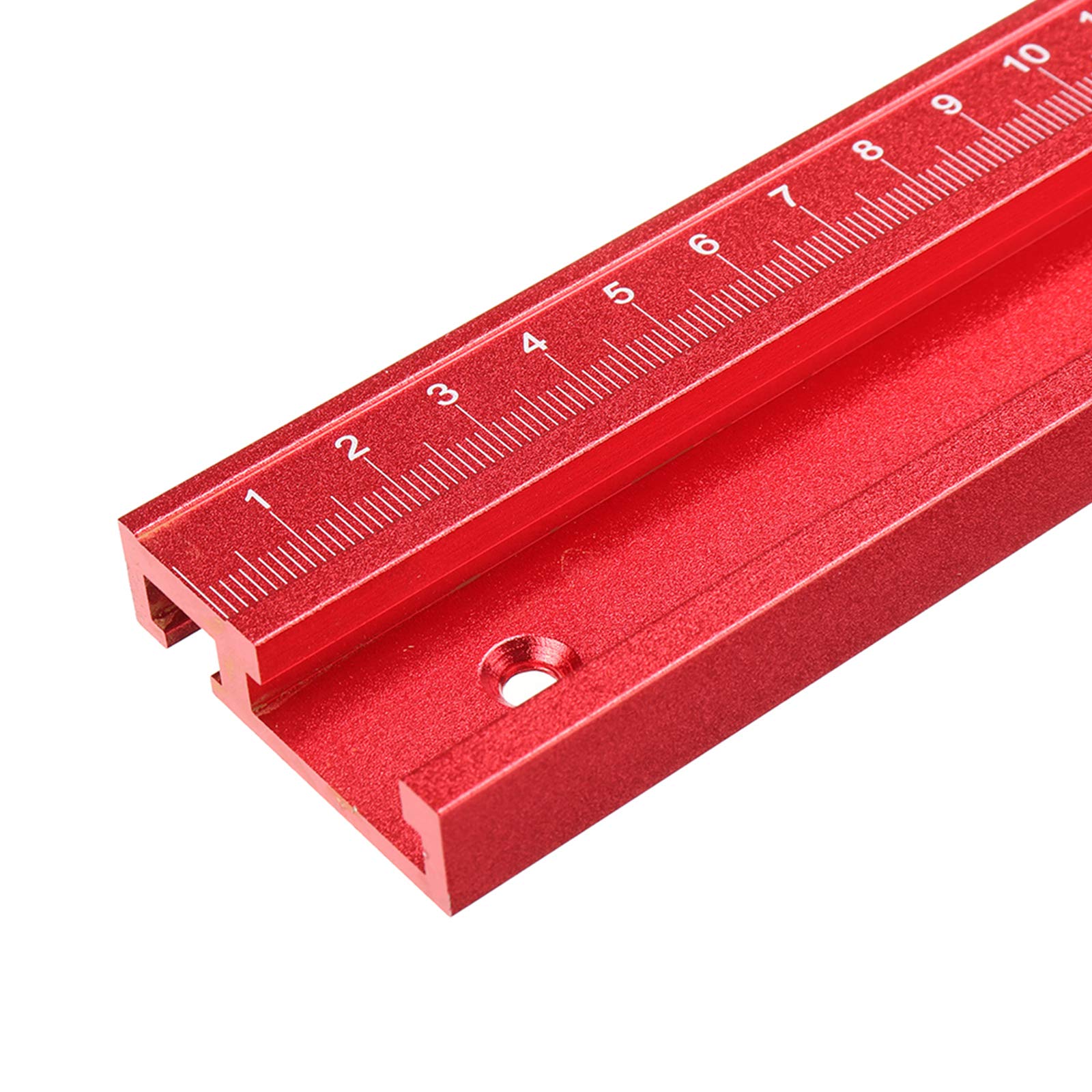 FTVOGUE Rail à Onglet à Fente en T, Alliage d'aluminium Rouge, Rail en T de Type 45, Longueur 500 Mm pour Table de Toupie et Scies à Table (FTVOGUEm169grx7np-210311WH04-3)