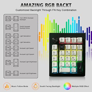 GMK26 Mechanical Numpad,VIA Programmable Hot Swappable Gasket Wired BT5.0/2.4G Wireless Number Pad with Knob PBT Keycaps 26 Keys Macro RGB Gaming Numeric Keypad for Laptop TKL Keyboard (Black)