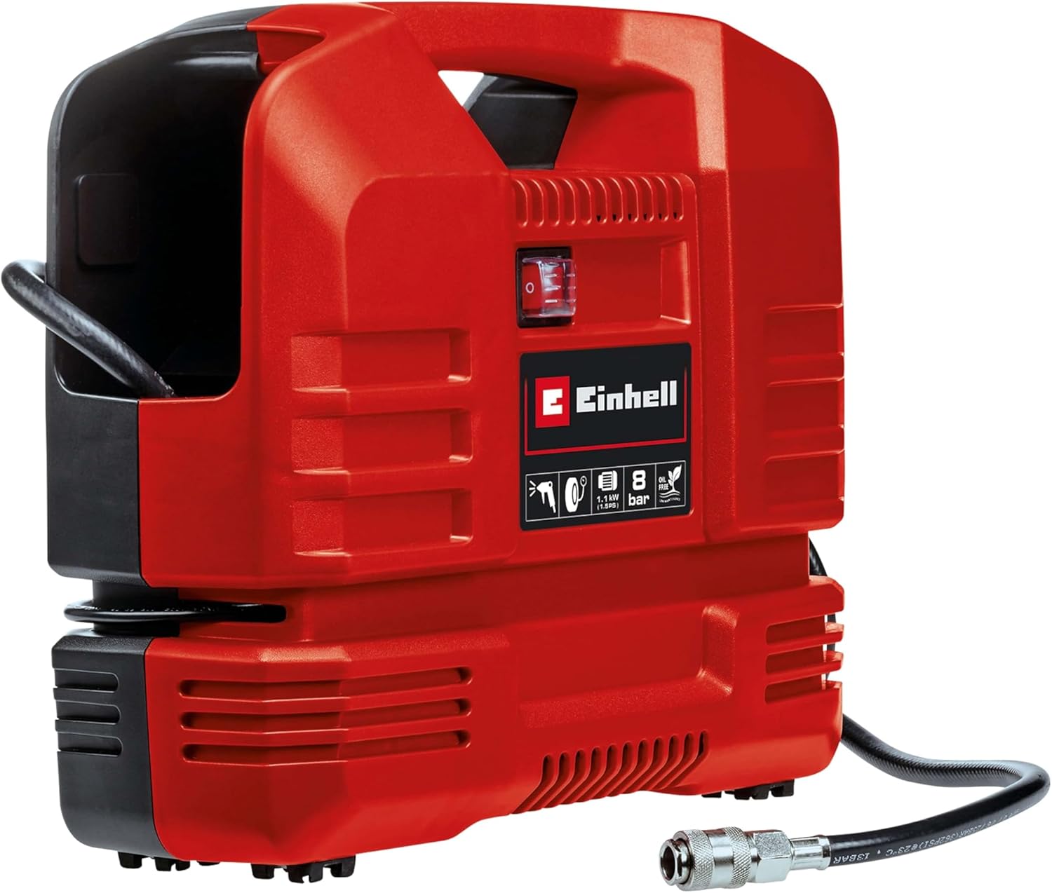 Einhell Portable Oil-Free Air Compressor with Gun – 8 Bar, 116 PSI, 240V, 1100W Service-Free Motor, 3m Hose – TC-AC 190 of Small Compressor for Workshops with 3 Year Warranty Einhell Portable Oil-Free Air Compressor with Gun – 8 Bar, 116 PSI, 240V, 1100W Service-Free Motor, 3m Hose – TC-AC 190 of Small Compressor for Workshops with 3 Year Warranty