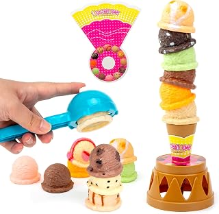 MCPINKY Toy Food Set, Ice Cream Toys Pretend Kitchen Play Accessaries Ice Cream Parlour Balacing Game for Toddlers 3-5