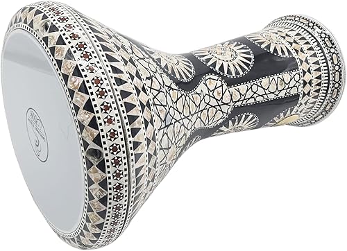 Miniatura 39 de El impresionante Darbuka Doumbek Gawharet El Fan metálico de 17.75 pulgadas (negro metálico)