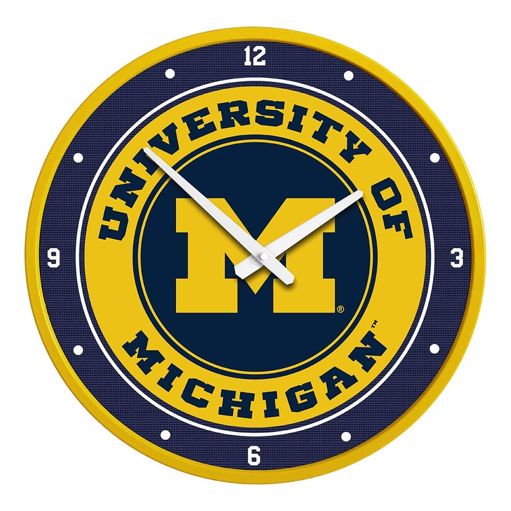 The Fan-Brand NCAA Michigan Wolverines: Modern Disc Wall Clock - Sports Team Bar Sign Décor - Home, Dorm, Garage, Office, Fan Cave