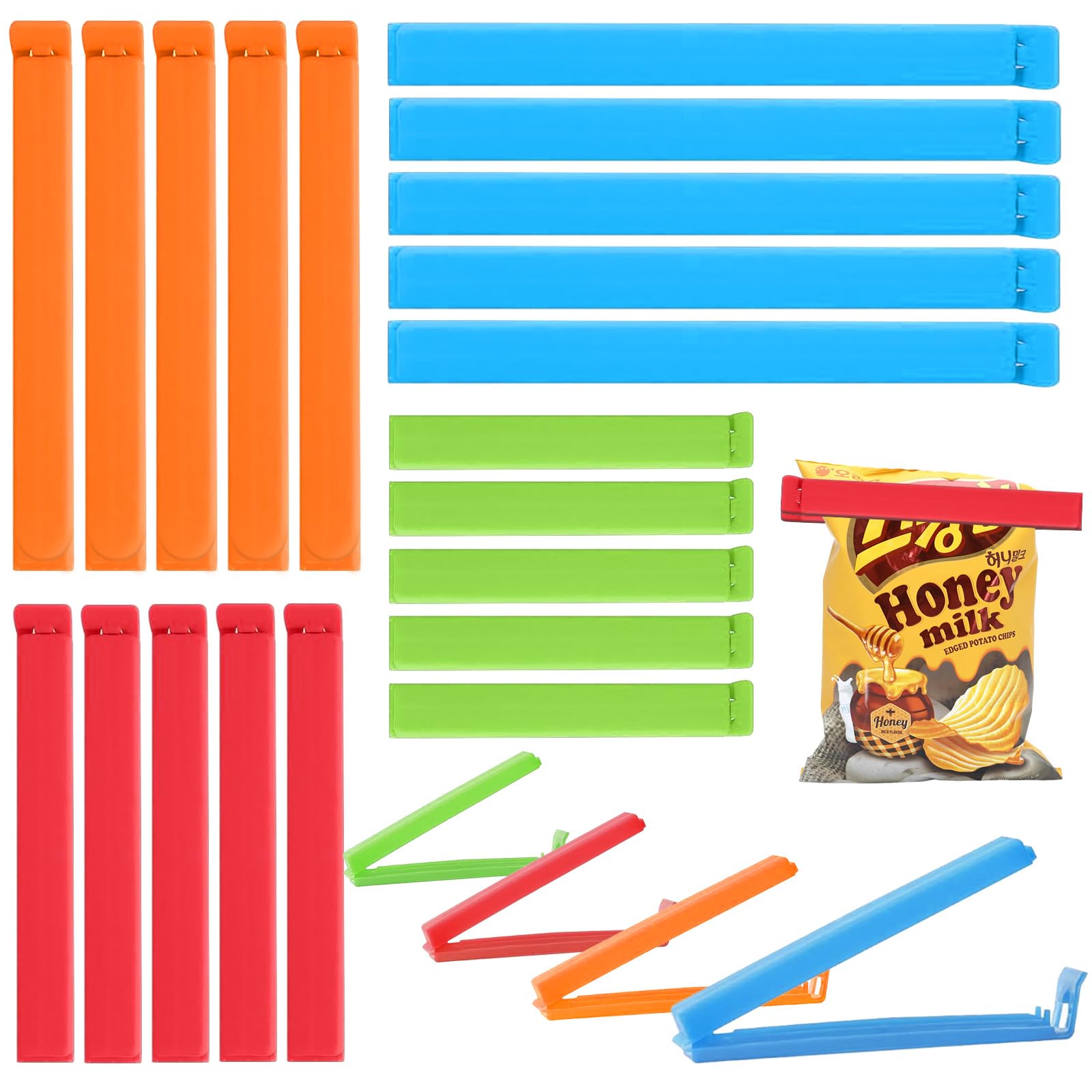 Produktbild von 20 Stück Verschlussclips Für Beutel – Wiederverwendbar, 5 Größen, Für Chips, Kaffee & Gefrierbeutel – Frische-Clips Für Küche & Vorrat