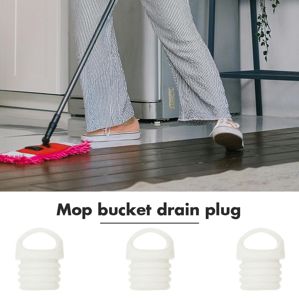 3 Tapones de Drenaje de Goma para Cubo de Fregona, Recambio para Orificio de 18 Mm, Accesorios Compatibles para Baldes de Trapeador Comercial, Sellado Eficaz y Duradero