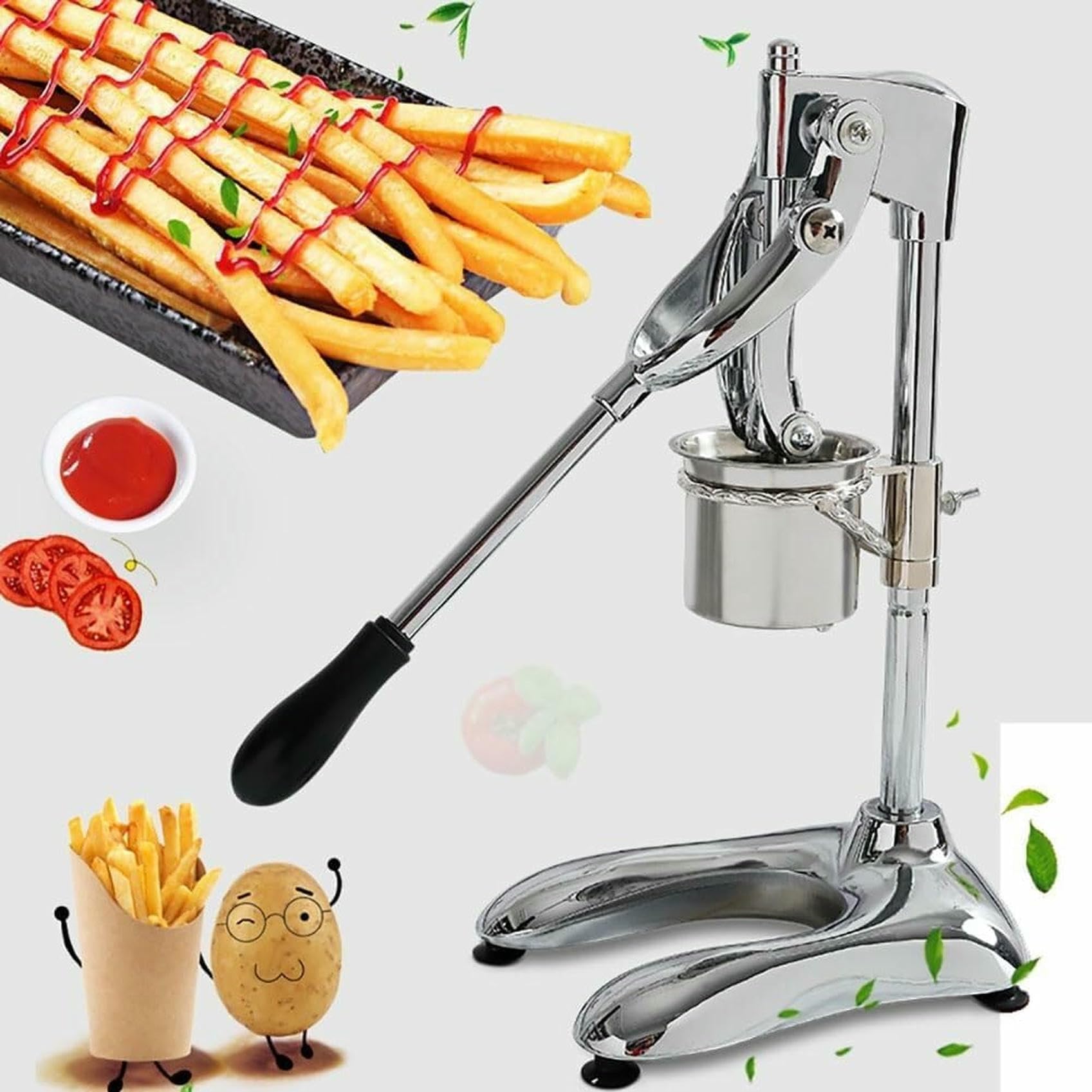 CWCQGH French Fry Cutter - Manual Potato Slicer for Homemade Fries, 30cm with 16 Holes for Easy Cutting and Cleanup