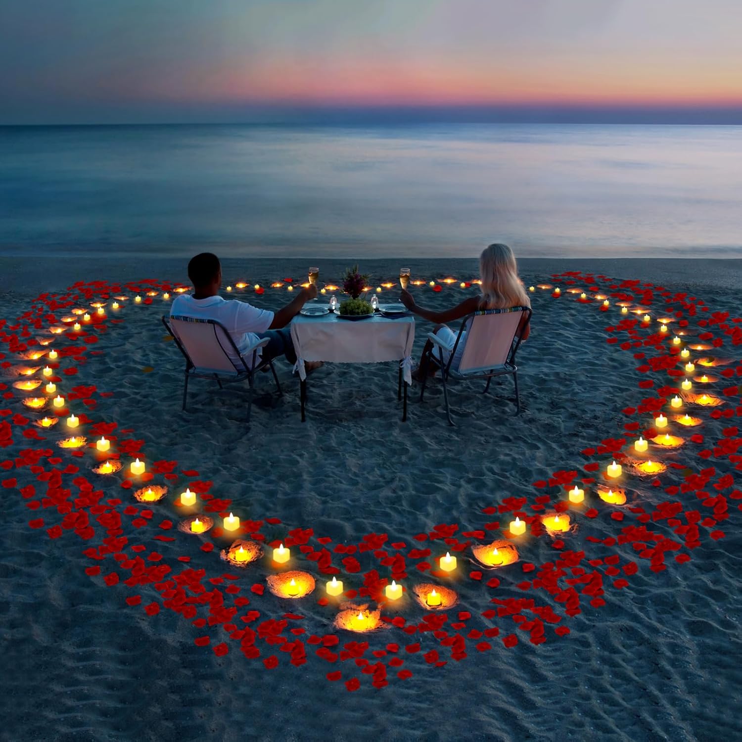 6000 Pcs Artificial Rose Petals with 72 Pcs Romantic Flameless Candles, LED Heart Tea Lights Battery Operated for Romantic Night Wedding Anniversary Table Party Decoration - Image 4