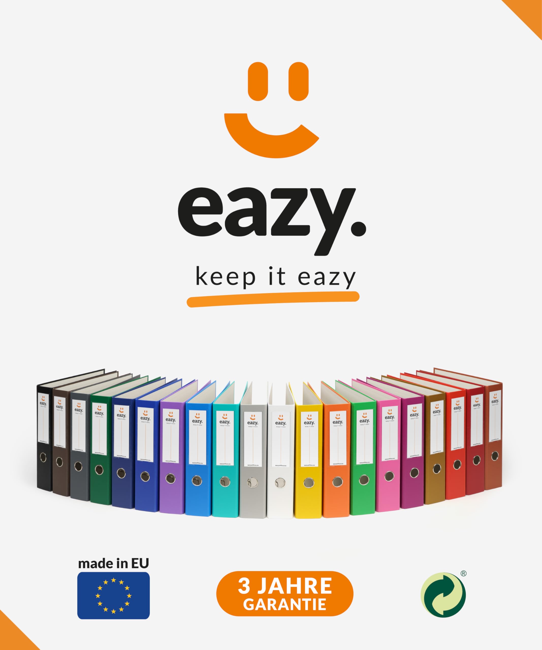 Eazy Büro-Ordner für Dokumente A4, Breit - 25er Hebelordner (Weiß)