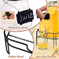 Vista 5 de Moretoes 2 Gallon Glass Drinks Dispenser for Parties, 2 PACK Beverage Dispenser with Stand for Juice and Iced Tea, Water Jug Dispenser for Lemonade