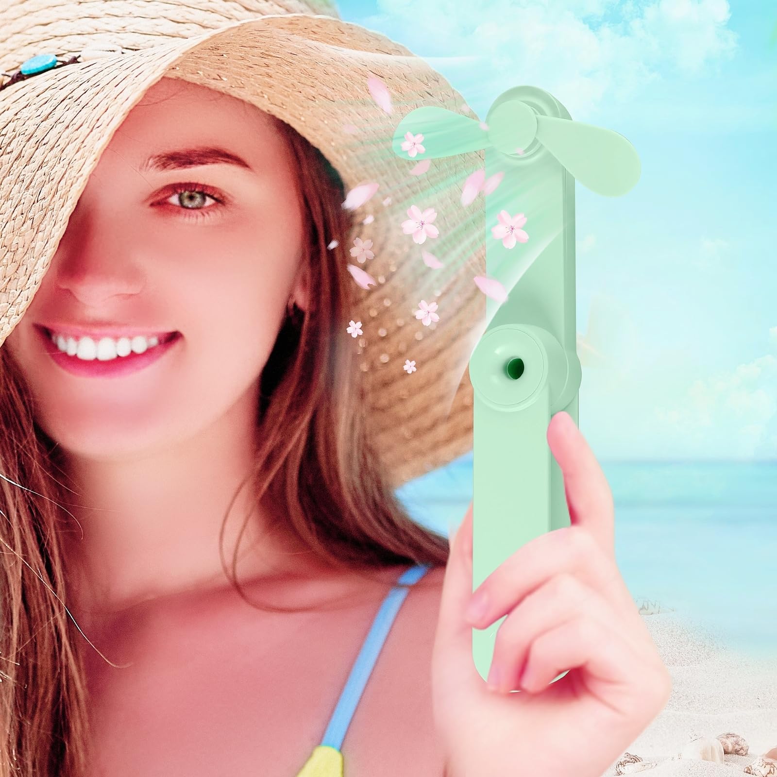 Mini Handheld Fan Rechargeable, Portable Hand Held Fan for Travel Makeup Outdoors Rechargeable