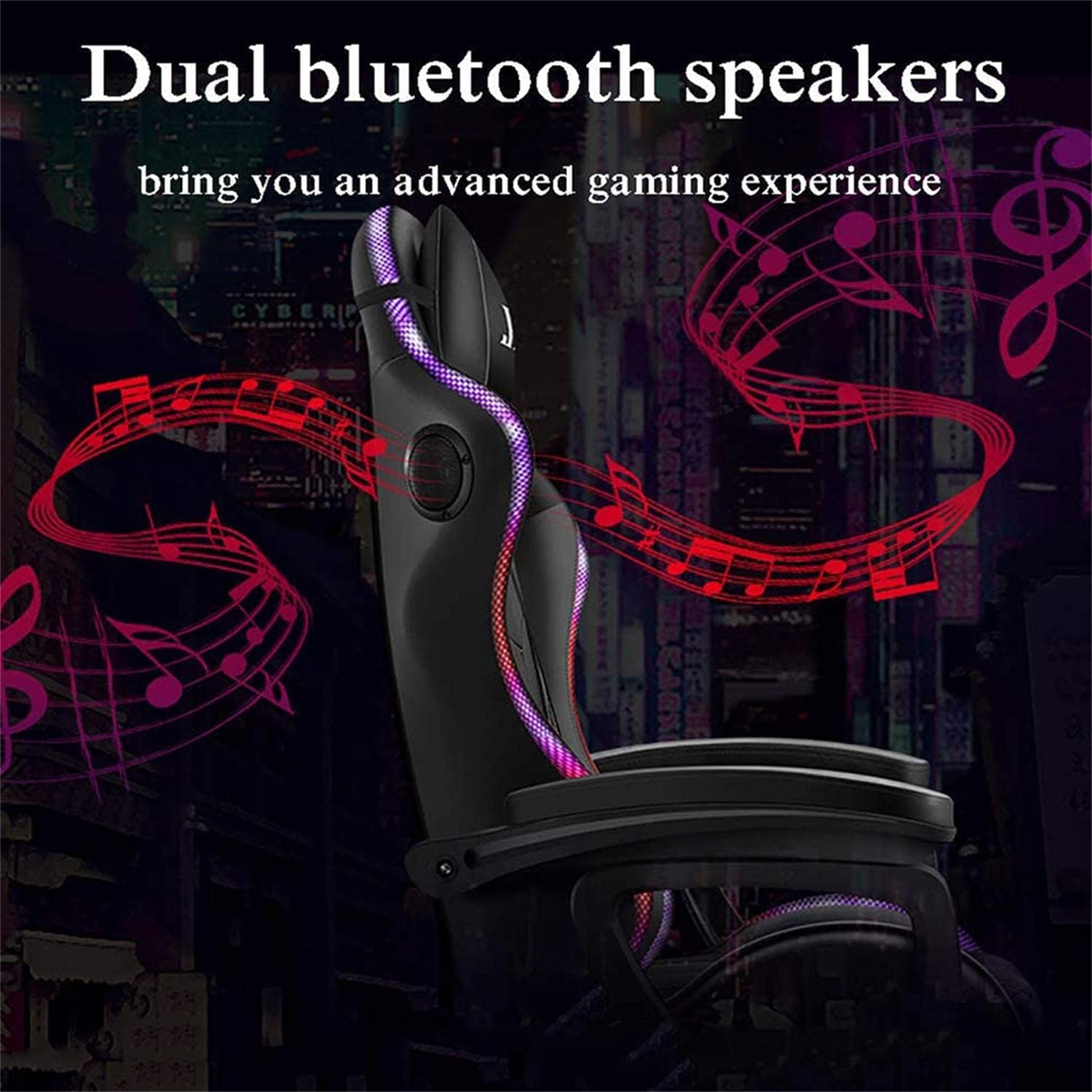 XOOFMASS RGB Gaming Chair with Massage and Footrest Large Ergonomic Computer Desk Chair Video Gaming Chair with Speakers and LED Light Effect, 90°-135° Adjustable Reclining Gamer Chair,White