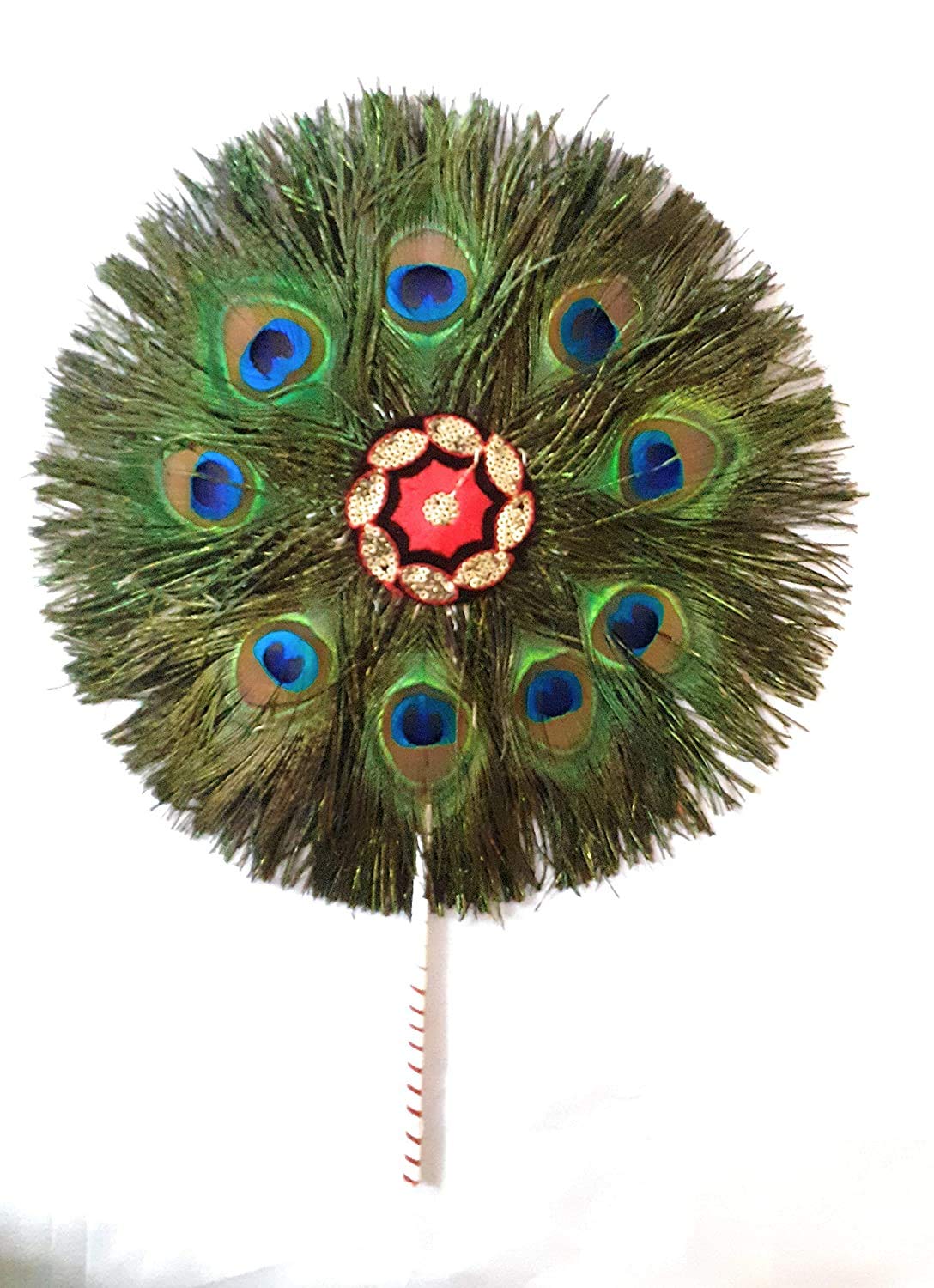 Kingsmen Line Peacock Feather Fan, Natural Peacock Feathers, Light