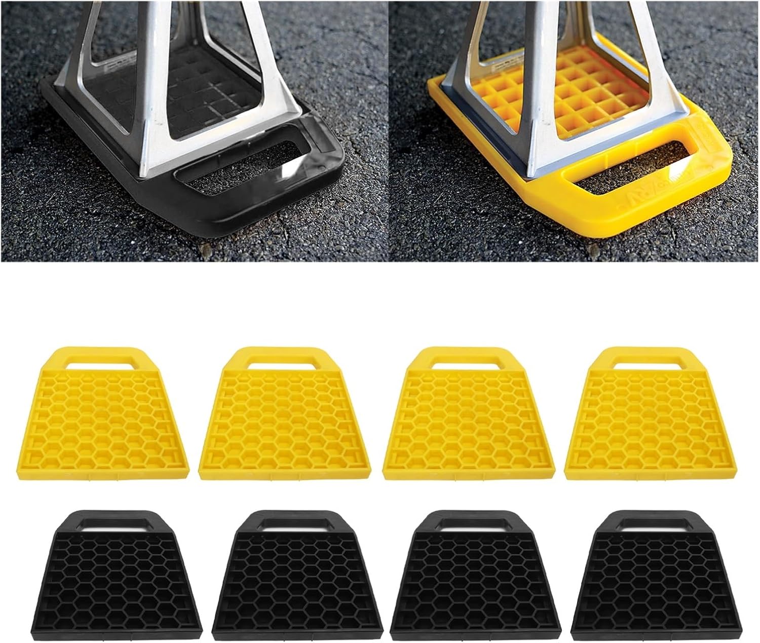 4PCS RV Jack Pad Prevent Jacks Sinking Anti Slip Weather Proof Leveling Stabilizing Jack Block Pad for Camper Caravan Trailer(Yellow)