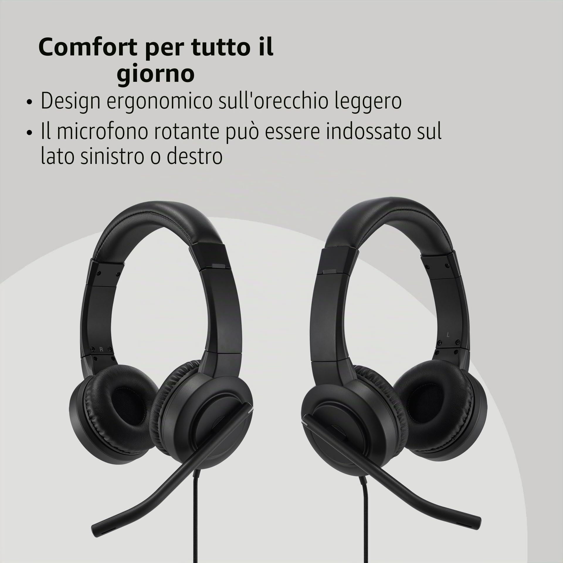 Kensington H1000 Cuffia On-eEar USB-C con Audio HD, Microfono con Cancellazione del Rumore, Luci LED e Driver da 40 mm con Modalità "Plug & Play" Universale