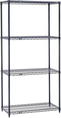 Nexel en estantería de alambre, epoxi azul, 106.68cmde ancho x 35.56cmde profundidad x 218.84cmde