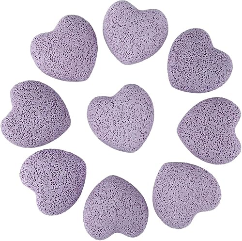 Miniatura 9 de rockcloud Juego de difusor de aceite esencial de aromaterapia con forma de corazón de piedra de lava rosa, piedras de lava teñidas, 0.9 pulgadas, 10