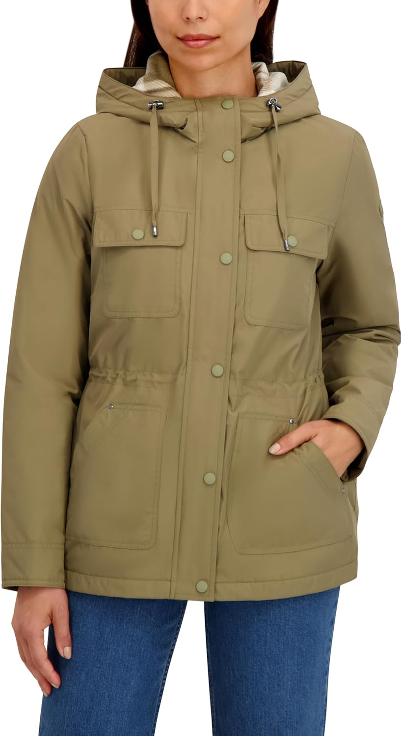 HFX womens Lightweight Jacket – Water-resistant Windbreaker Commuter Coat, Fleece Lining, Adjustable Waist