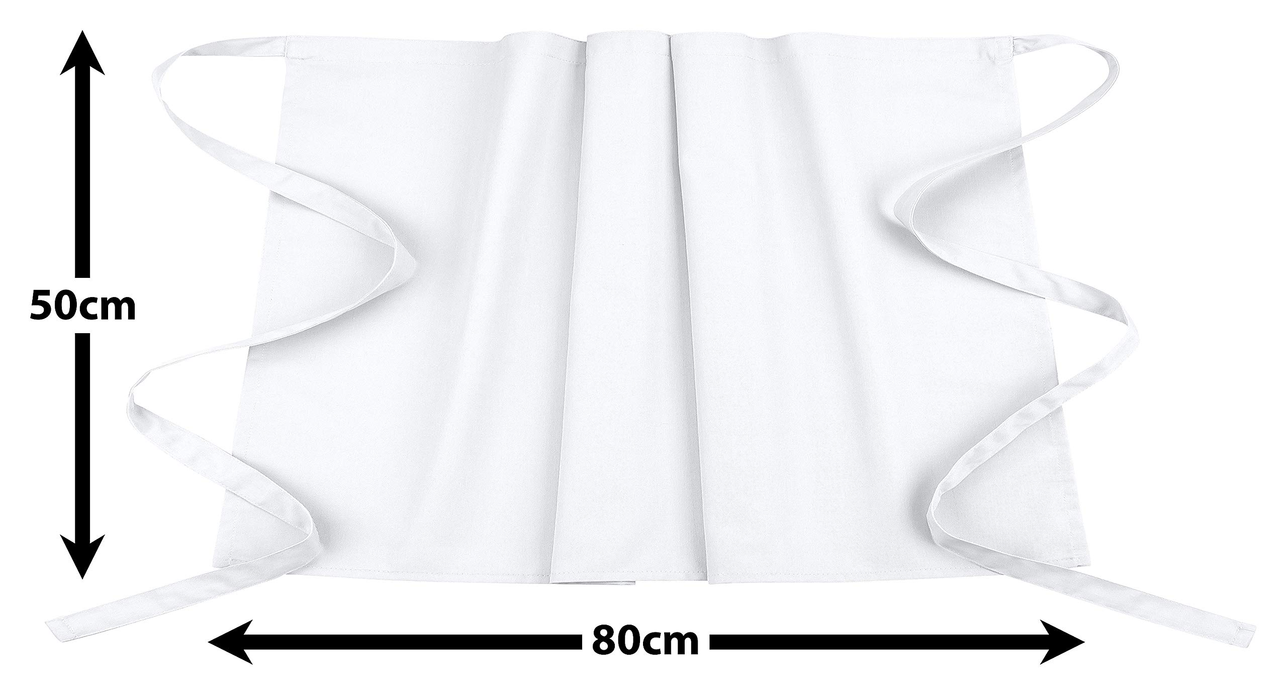 DESERMO Tablier court pour une plus grande liberté de mouvement I Tablier 80 x 50 cm en blanc, prénom individuel ou en lot, Coton, Weiss, 50 x 80 cm
