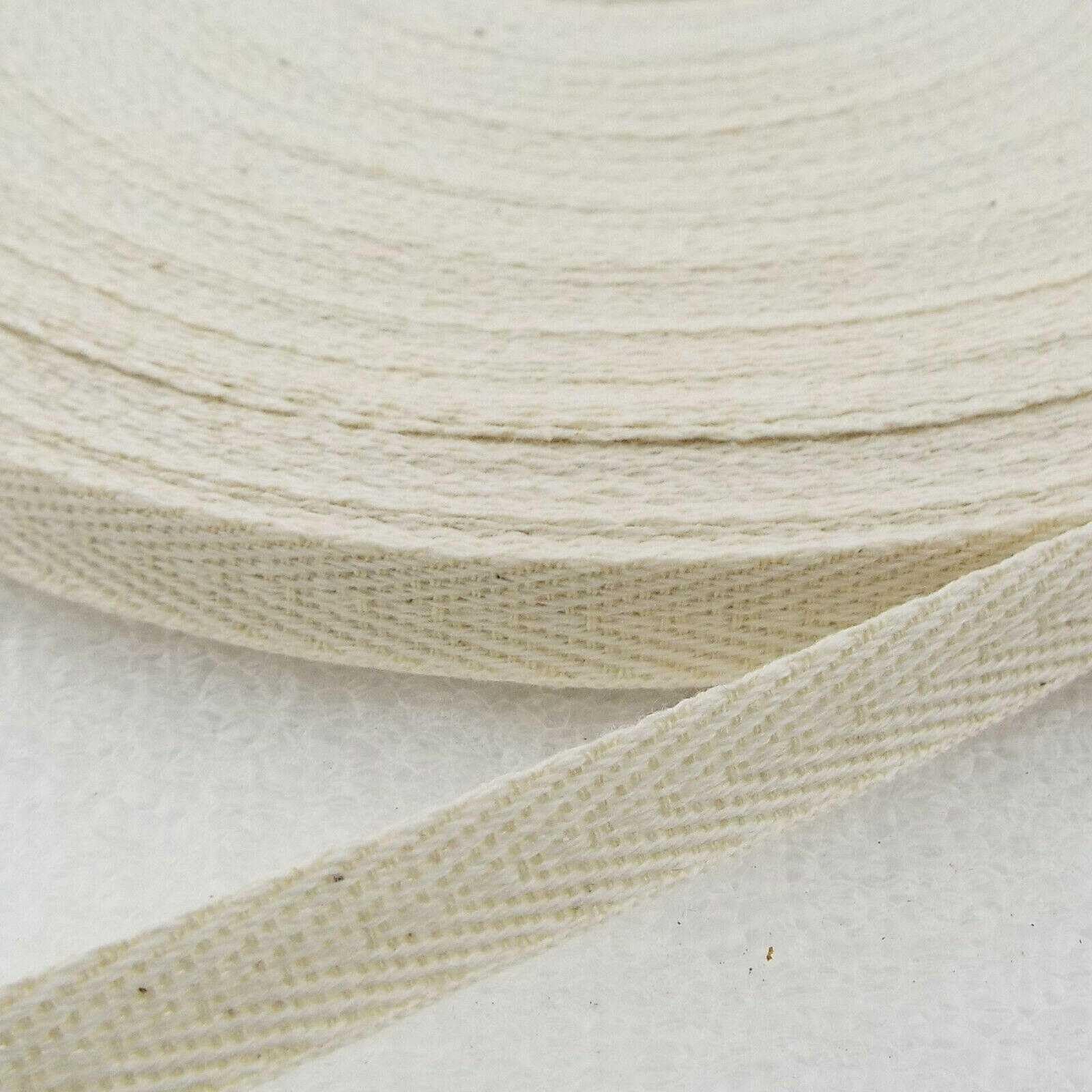 10mm Cotton Tape Herringbone Binding 521D, Natural Cream Off White, 8 Metres — image 1