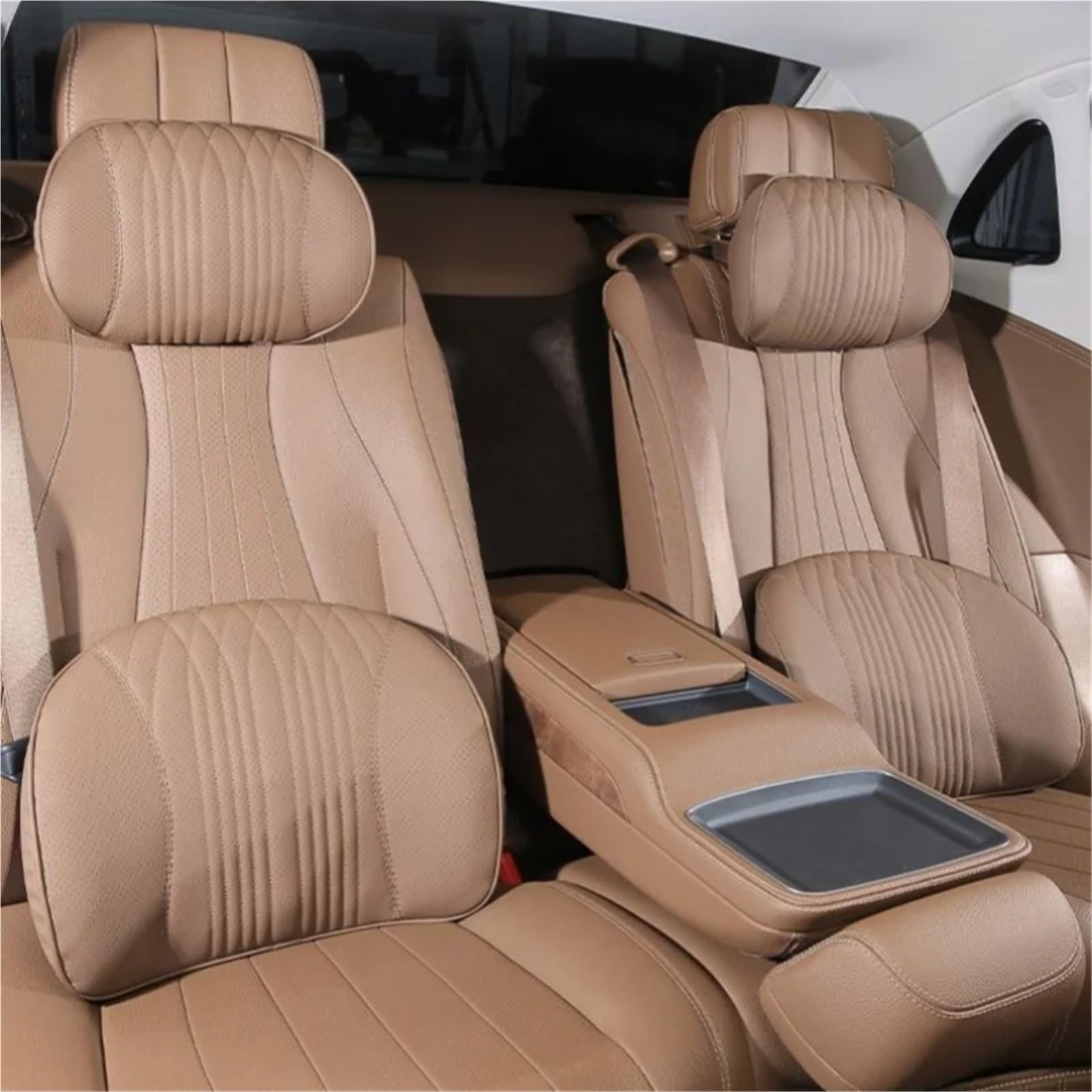 Car Pillow Driving Seat Cojín soporte Lumbar espuma viscoelástica para asiento cuero transpirable protección para el cuello almohada Universal Lumbar Supports Cushion(Black-headrest 1PC)