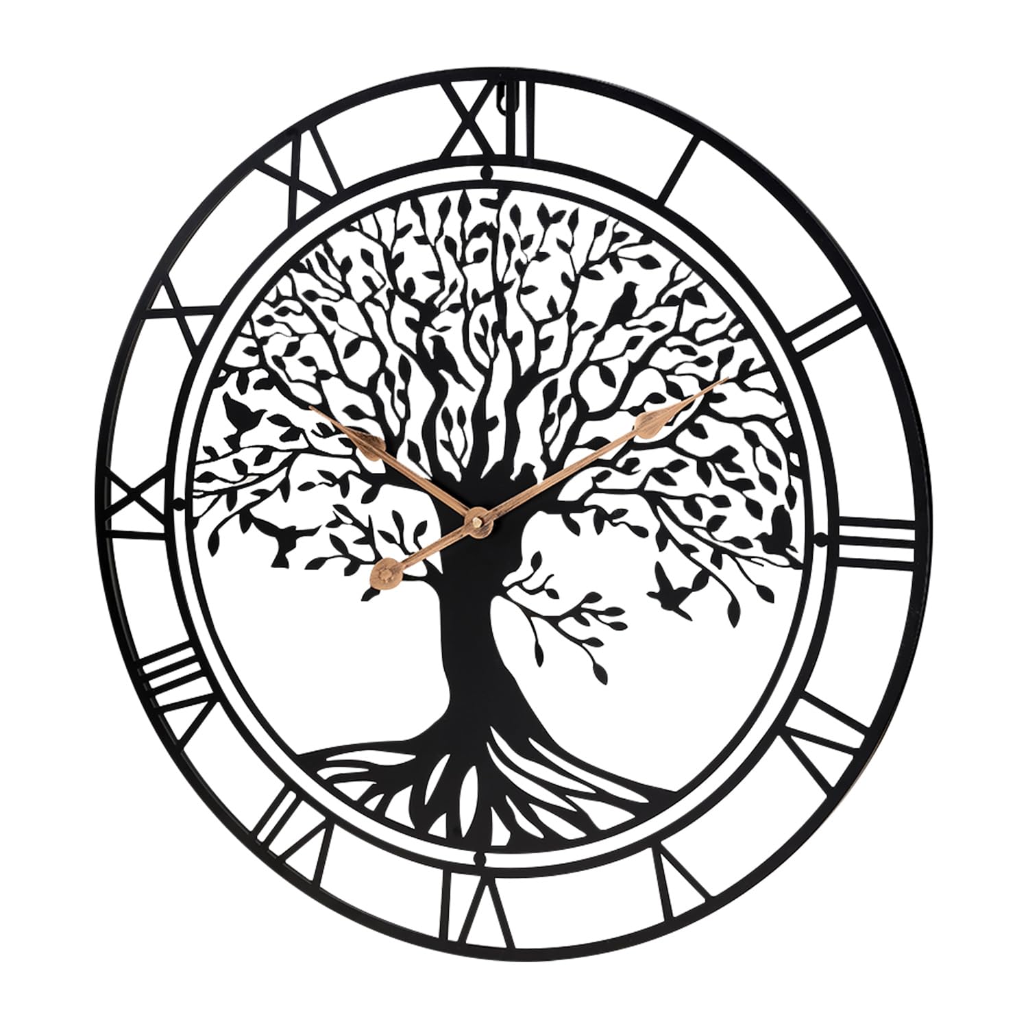 Grande albero della vita orologio da parete in metallo nero grande orologio da parete decorazione per la casa soggiorno orologi da parete con numeri Silent Mid-Century orologio moderno