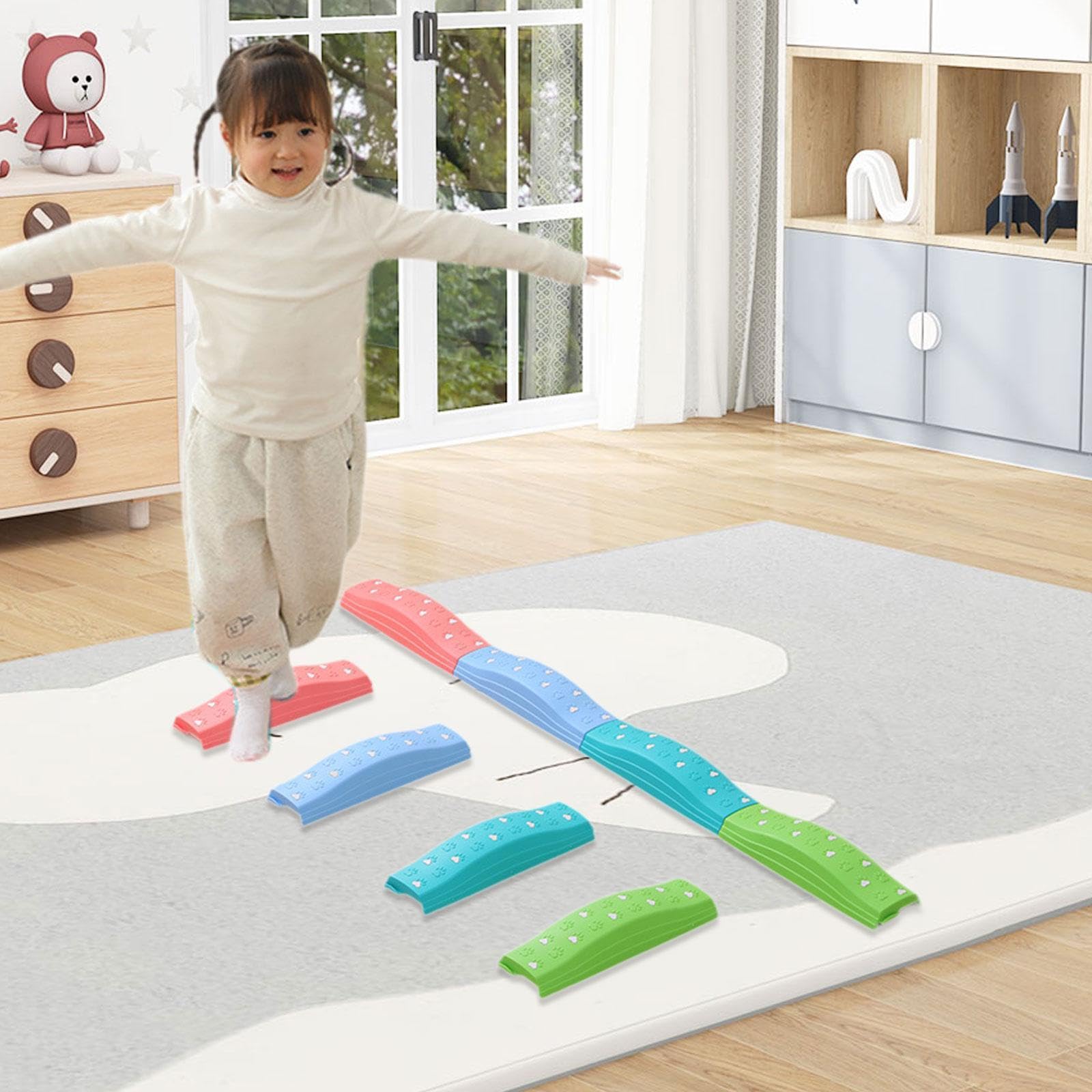 Qianly di Equilibrio per Bambini, Blocchi di Equilibrio per Interni Ed Esterni, Gioco Educativo con Percorso a Ostacoli, 4 Pezzi Colorati