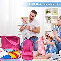 Vista 6 de GYMAX Juego de equipaje de mano para niños, maleta con ruedas de 12 y 16 pulgadas, 2 piezas