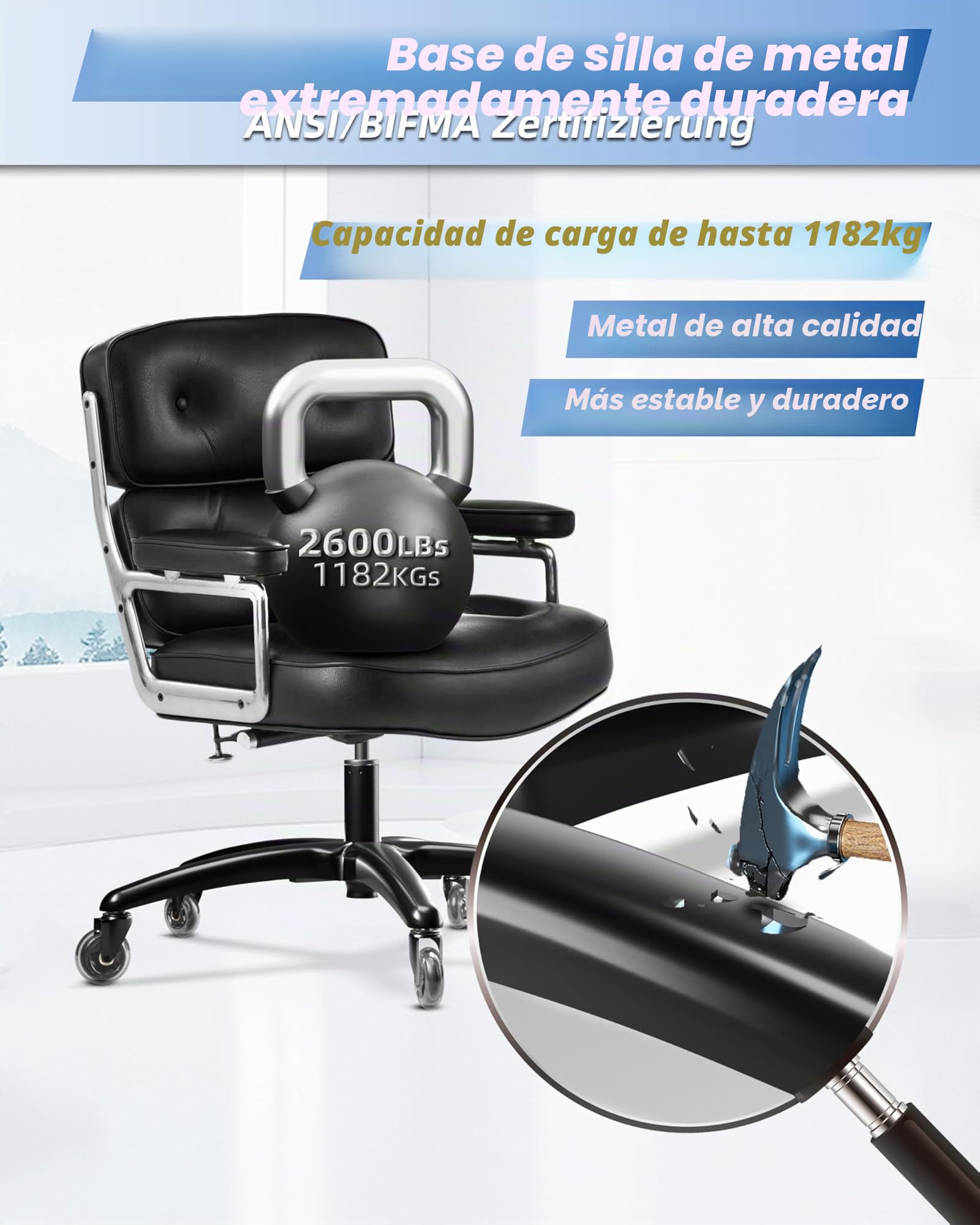 Sytopia Silla de oficina con pie en cruz, 70 cm, robusto torniquete, soporta hasta 200 kg, universal, para ruedas de 11 mm x 22 mm y muelle de gas de 50 mm, duradero, color negro mate
