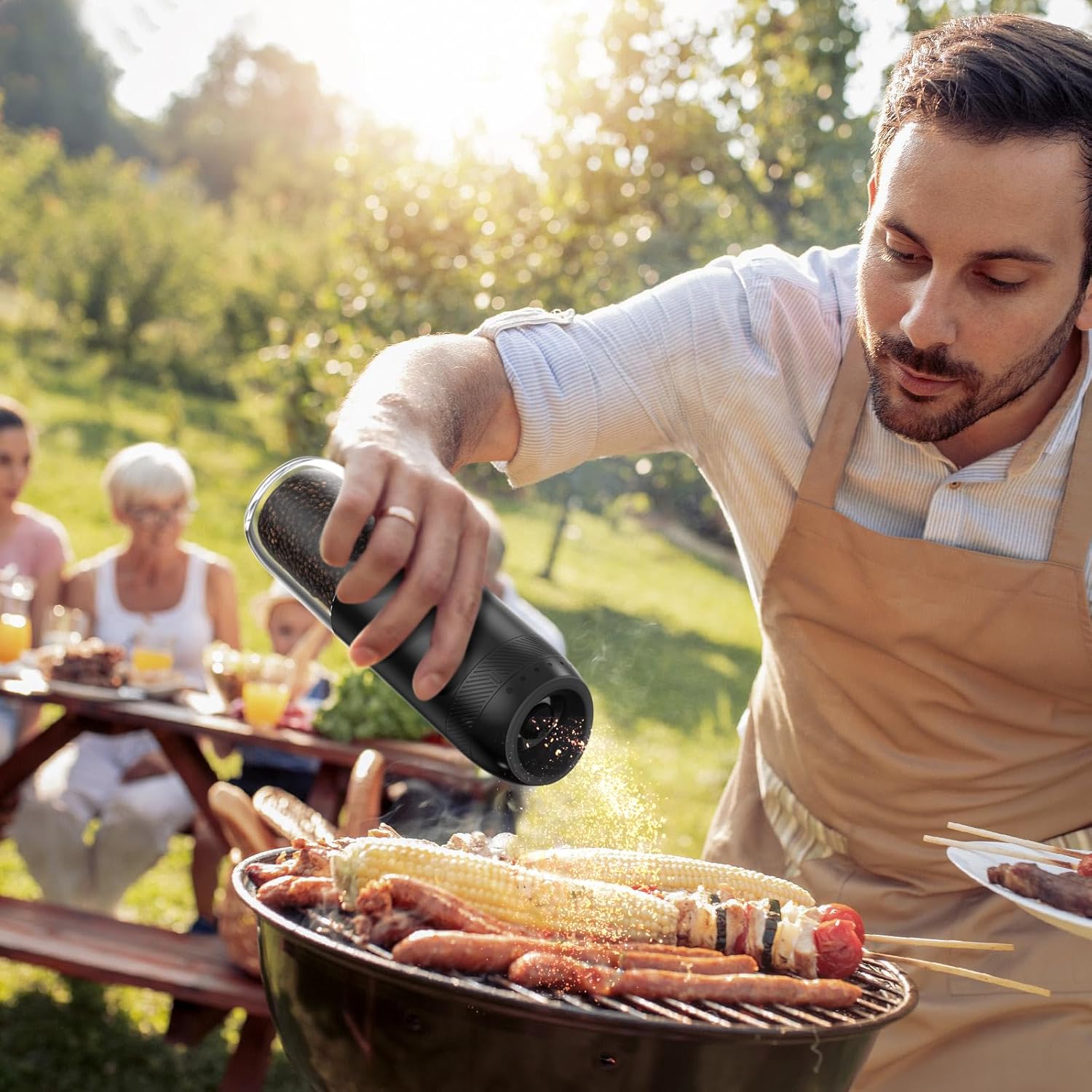 Gravity Automatic Electric Salt and Pepper Grinder Sets with LED Light, Fast Charging, 6 Coarseness, 176ml Capacity