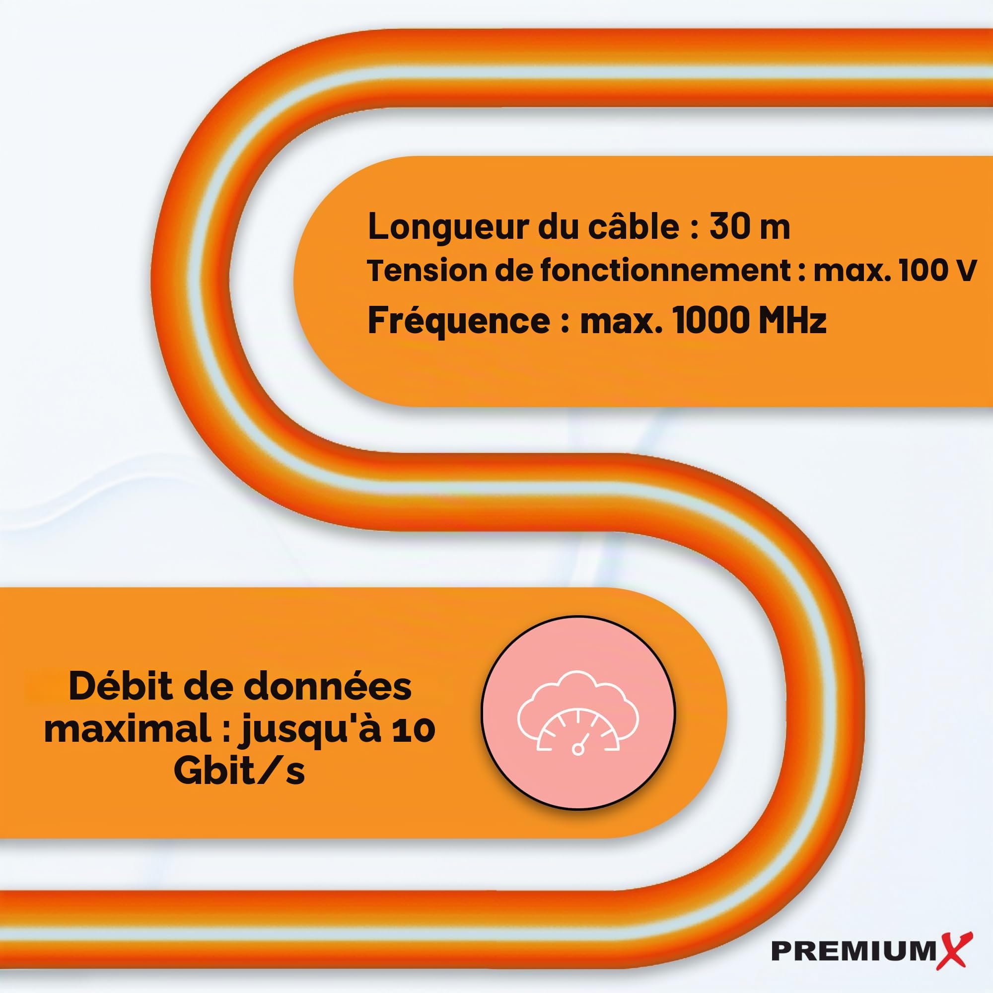 Premium X Câble réseau CAT 7 30 m - Câble LAN duplex - Câble en cuivre - Câble de données Ethernet S/FTP PiMF PoE Eca Kat7 - Câble d'installation pour une pose sans effort