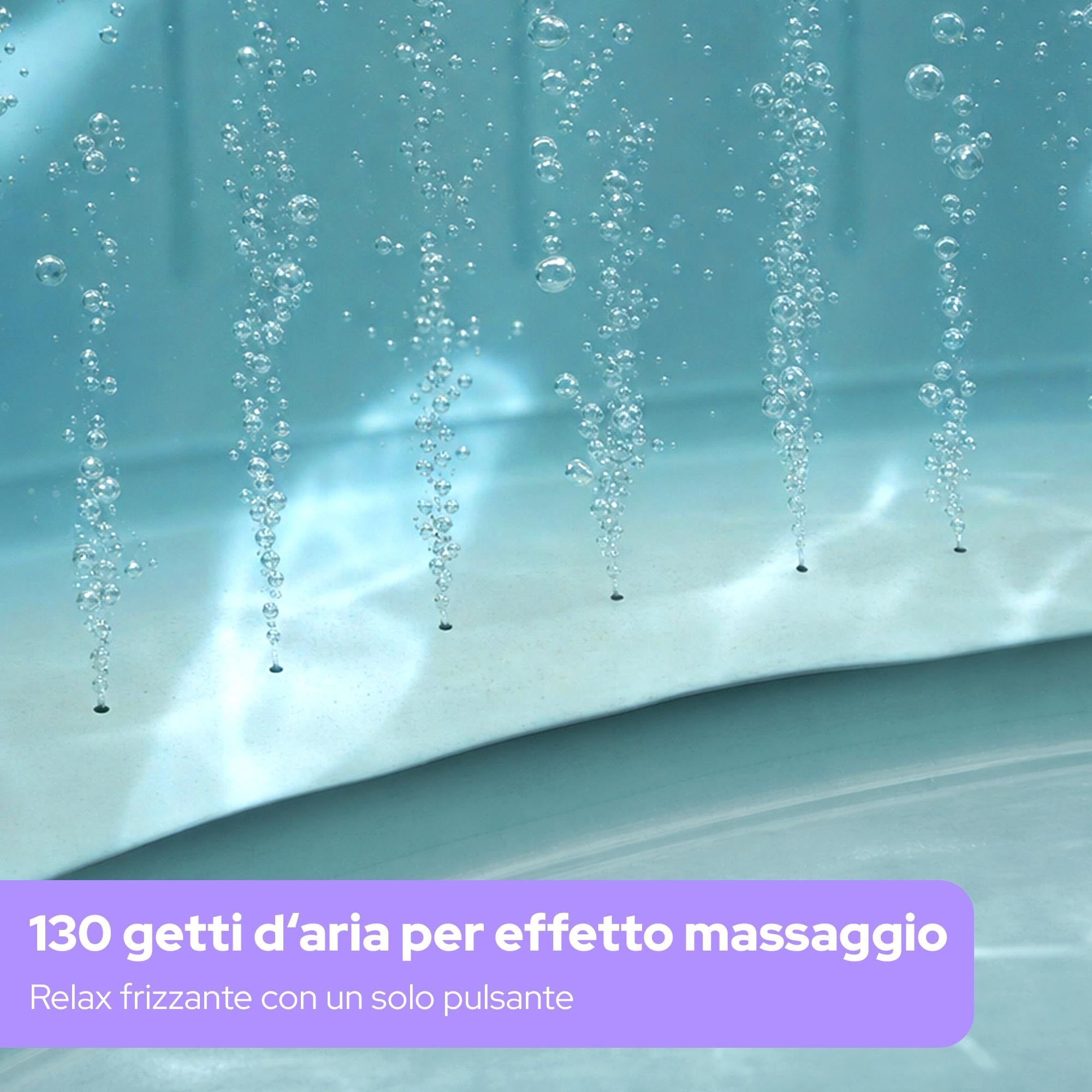 Arebos Vasca idromassaggio gonfiabile | 185x185cm | Gonfiabile automatico | 6 persone | striscia luminosa LED | 130 getti massaggianti | 910 litri | incl. copertura | Bubble Spa & Wellness Massaggio