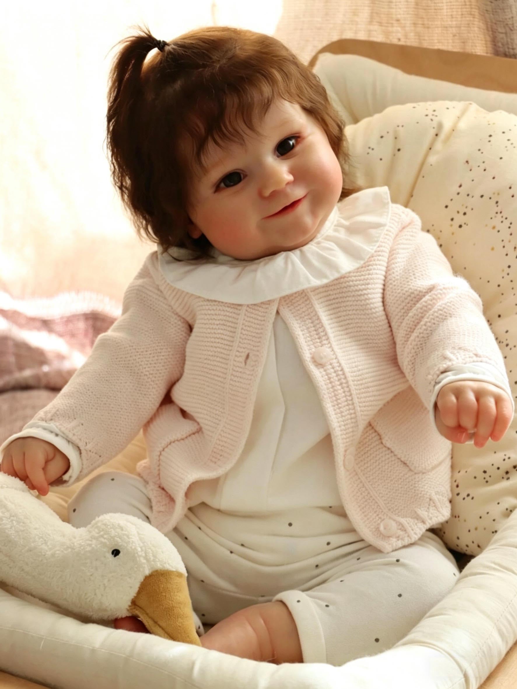 RXDOLL Realistyczne lalki Reborn Baby Dolls Girl Cloth Body Baby Dolls, 61 cm, realistyczne lalki niemowlęce, które wyglądają jak prawdziwe, miękkie winylowe silikonowe lalki Reborn z ukorzenionymi