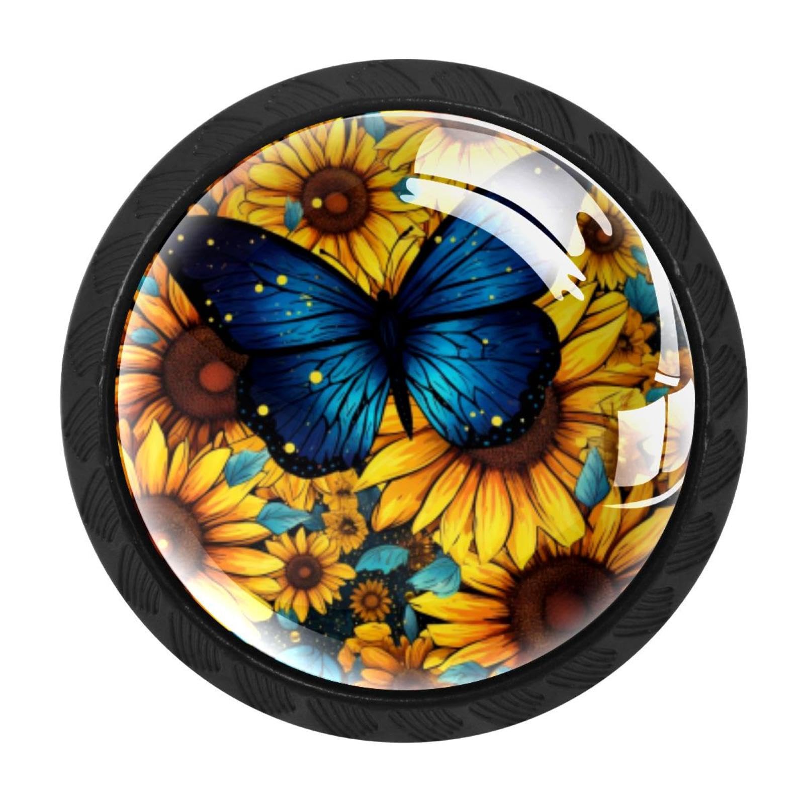 CHENZZZZ Starry Night Sunflower Butterfly Cabinet Knobs 4 Pieces Drawer Kitchen Cabinets Dresser Cupboard Wardrobe Unique Pulls Handles