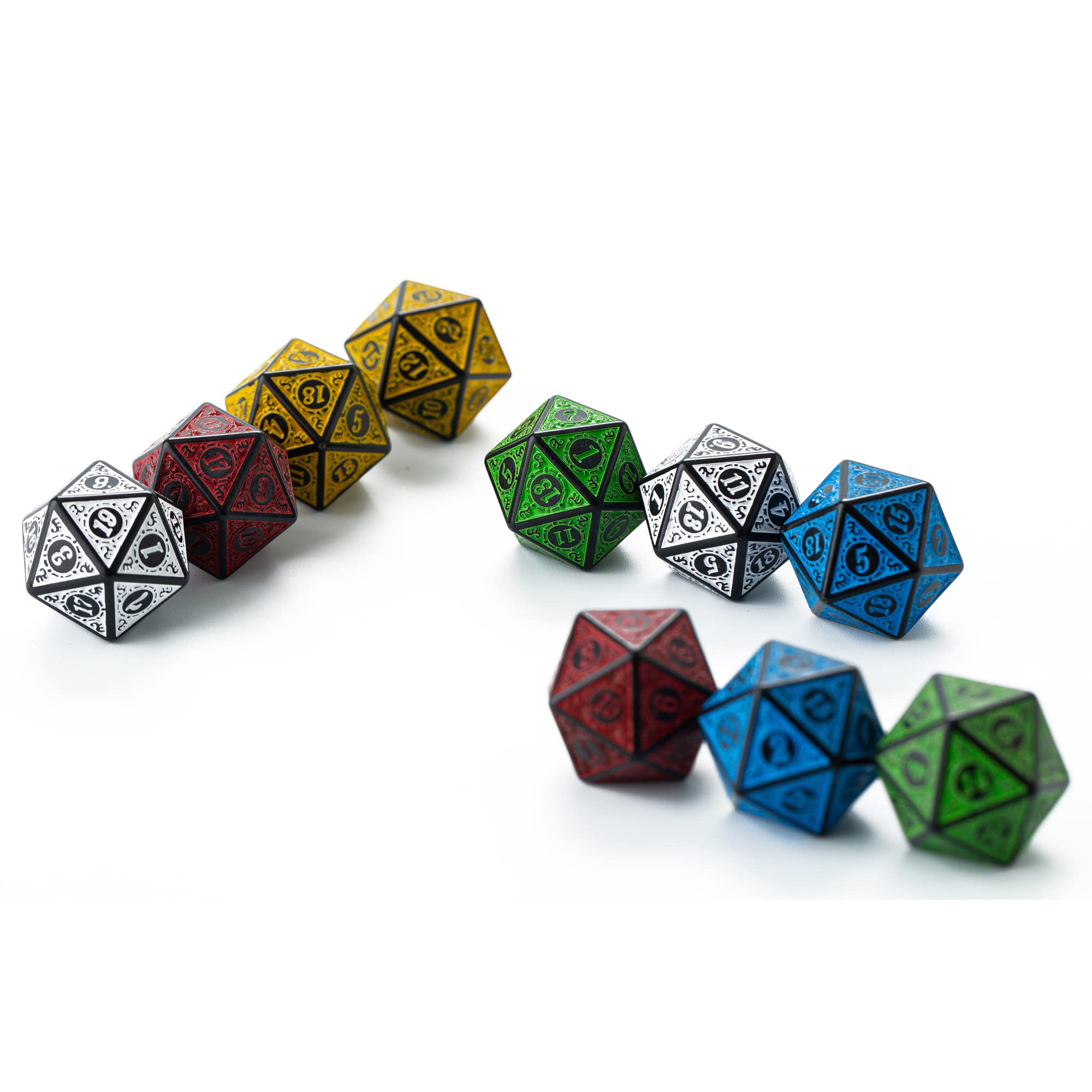 Lot de 10 dés polyédriques D20 pour jeux de table DND RPG MTG