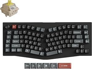 Keychron V10 Ultra 8K Wireless Mechanical Keyboard, Alice Ergonomic 75% Layout with Knob, (8000Hz for 2.4GHz/USB-C Wired)/Bluetooth 5.3, ZMK Hot-Swappable Early Tactile Switch for Mac Windows & Linux