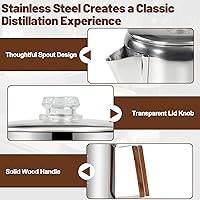Vista 6 de 6 Cup Percolator 304 Stainless Steel Coffee Pot Coffee Maker Coffee Machine with Solid Wood Handle Transparent Knob Stovetop Greca Mocha for
