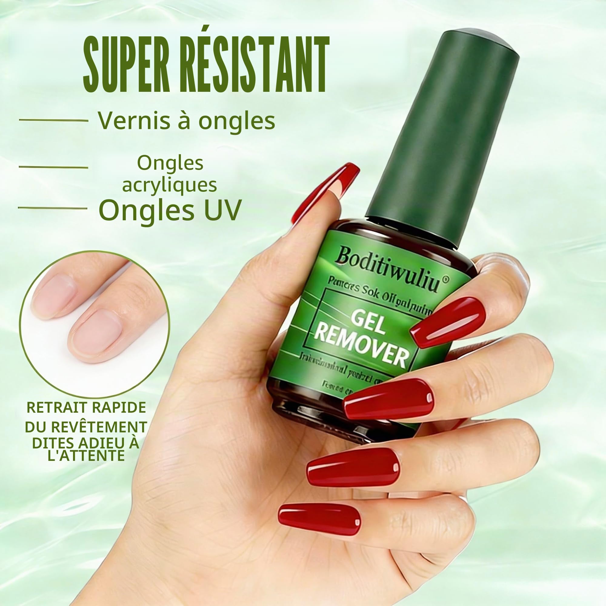2 Pièces 15ml Magic Remover pour Faux Ongle, Dissolvant Vernis Semi Permanent, Gel Nail Polish Remover, Sans Abîmer les Ongles, Avec Limes à Ongles et Grattoir à Cuticules