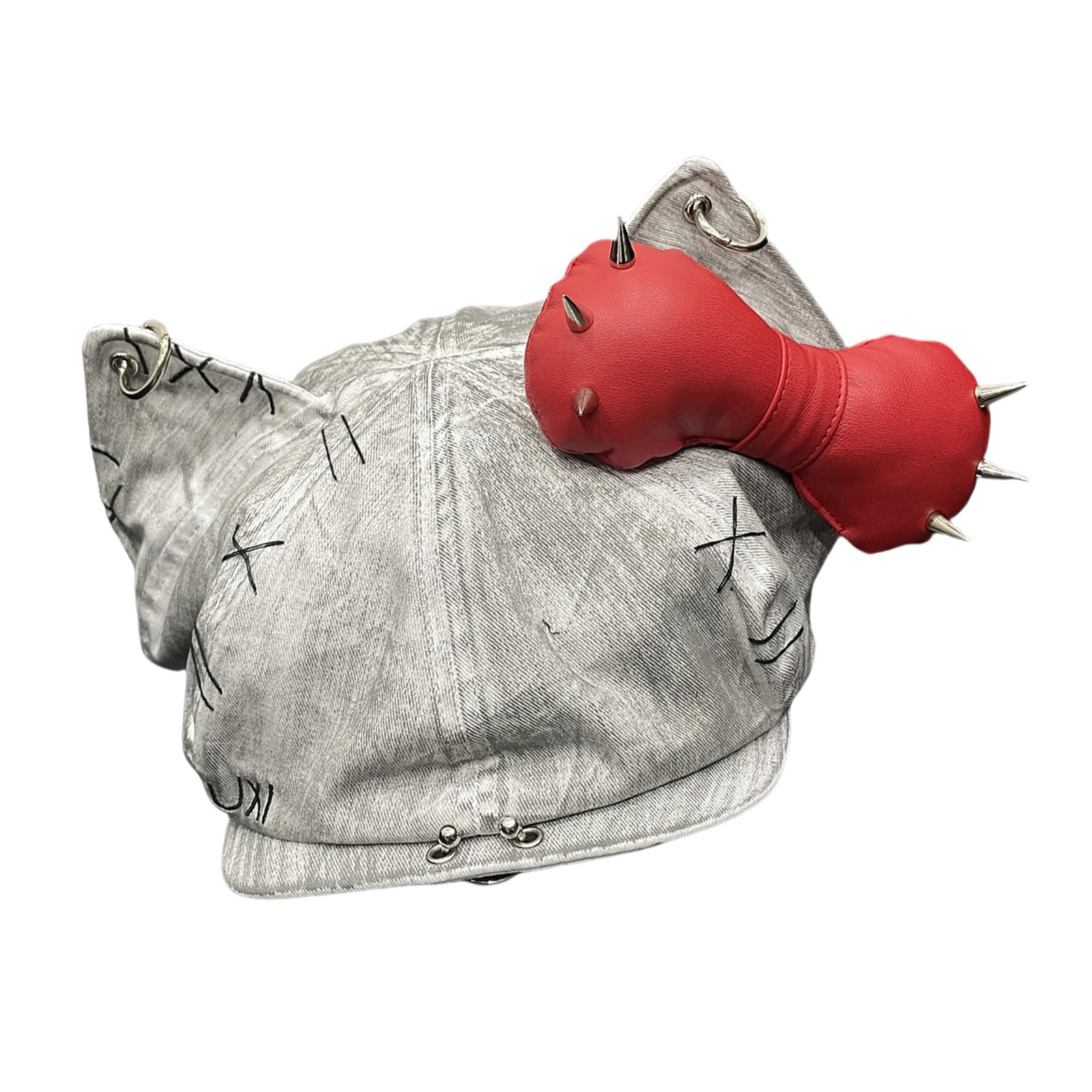 Cappello da Baseball con Orecchie Cane degli Anni 2000 per Donna Uomo Cappello distopico in Pelle PU Sottoculture Streetwear Hiphop Copricapo Quotidiano per Feste Cappellini da Baseball