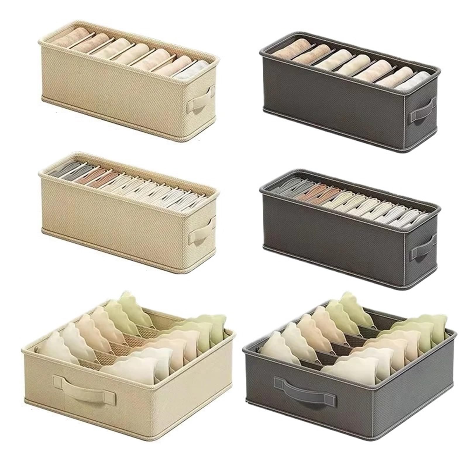 YDYAENIO Underwear Drawer Organiser Foldable Underwear Organizer Cabinets Drawer Storage Box underwear organiser boxes for wardrobes(Beige-11Girds)