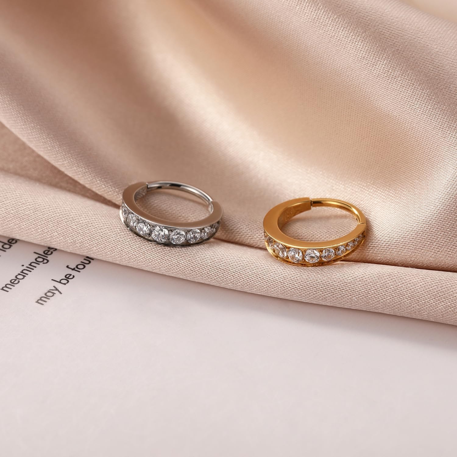 FUNLMO 316L Surgical Steel Cube Zircon Nose Ring Hoop Cartilage Helix Conch Rook Daith Piercing Jewelry Septum Ring for Sensitive Skin - Image 8