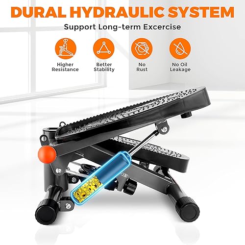 Vista 3 de ONETWOFIT Steppers para ejercicio, Mini Stepper con bandas de resistencia, Escalera Stepper para el hogar, Steppers para ejercicio de 350 libras