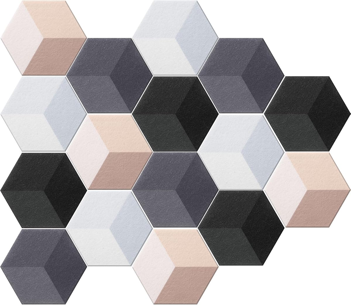 Tegeme Black 16 Pcs 6.7 x 5.9 Inch Hexagon Felt Cork Board Tiles for Wall | Back to School Decoration, Self Adhesive DIY Hexagon Board, Notice Bulletin Board, Office, Home, Stickers Photos Display